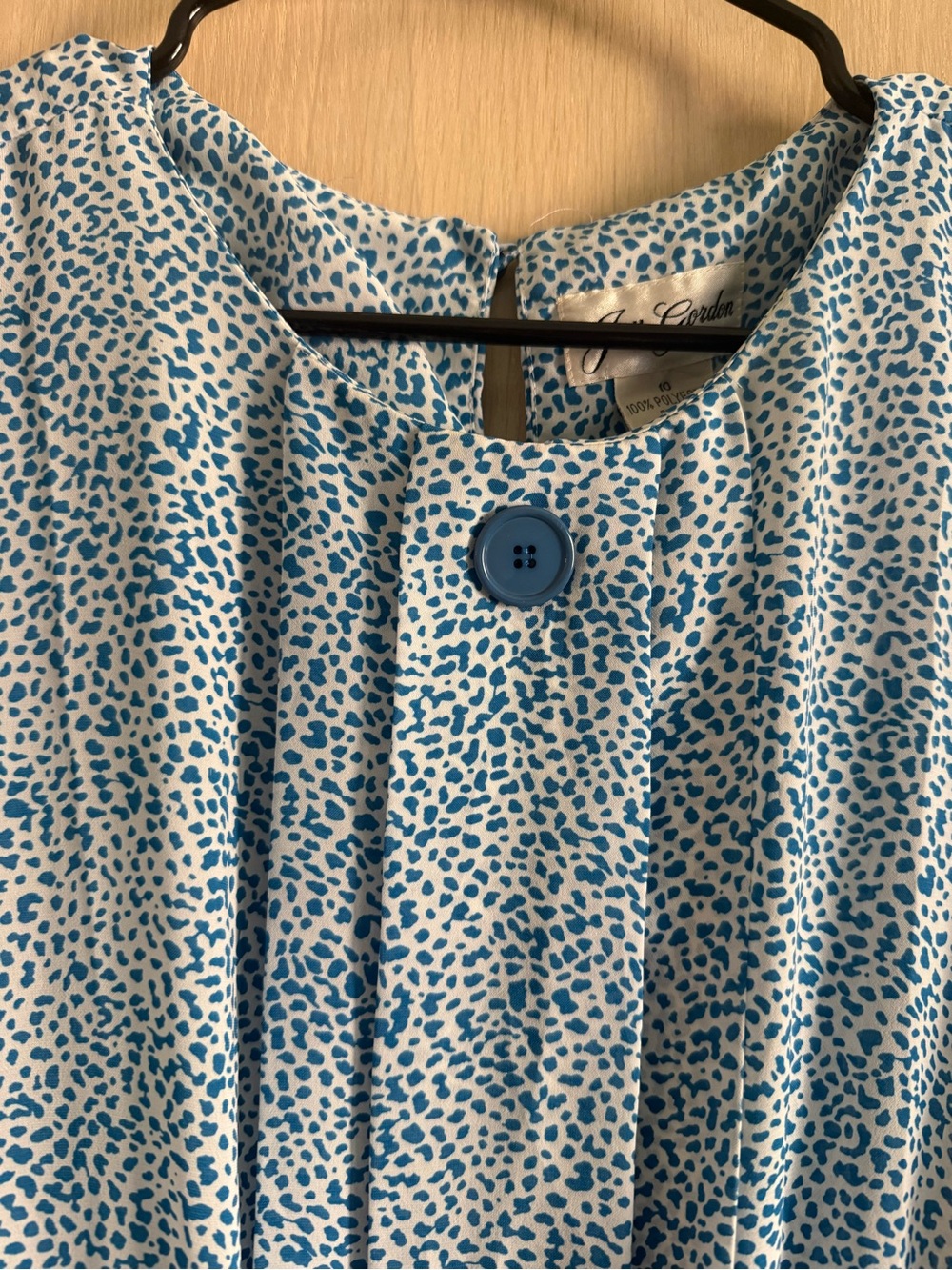 Vintage Blue and White Printed Button-Front Dress